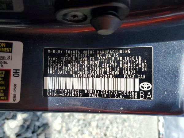 2015 TOYOTA COROLLA L/LE