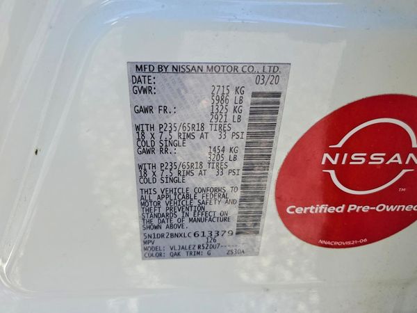 2020 NISSAN PATHFINDER SV — VINS