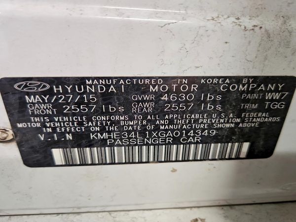 2016 HYUNDAI SONATA GLS (Middle) — VINS