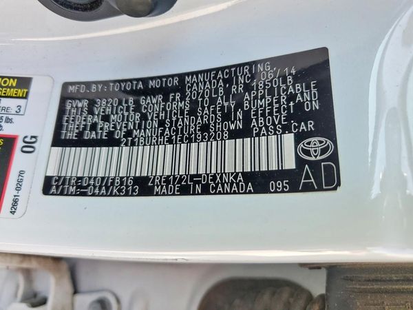 2014 TOYOTA COROLLA L/LE