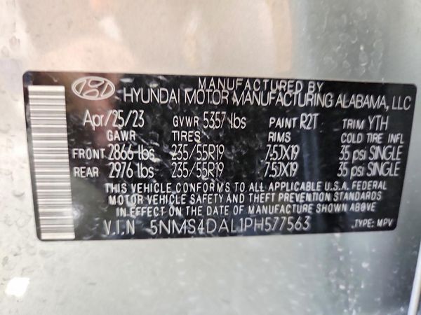 2023 HYUNDAI SANTA FE Limited — VINS