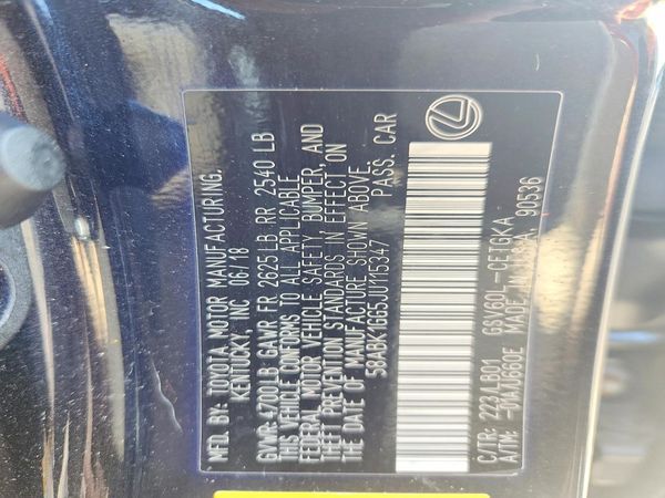 2018 LEXUS ES 350 — VINS
