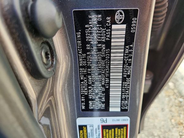 2017 TOYOTA CAMRY LE/SE/XLE/XSE