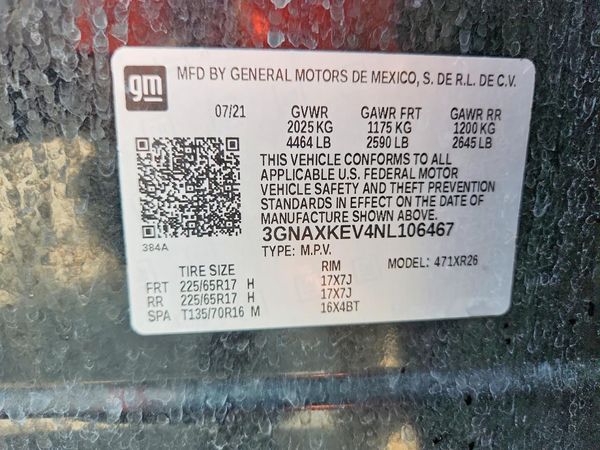 2022 CHEVROLET EQUINOX LT (1LT) — VINS