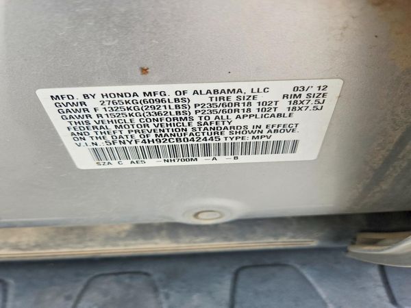 2012 HONDA PILOT TOURING