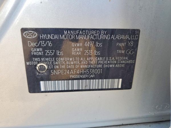 2017 HYUNDAI SONATA SE, Eco