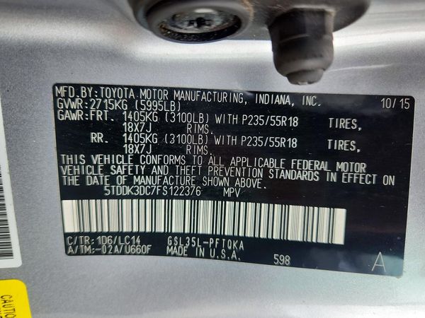 2015 TOYOTA SIENNA