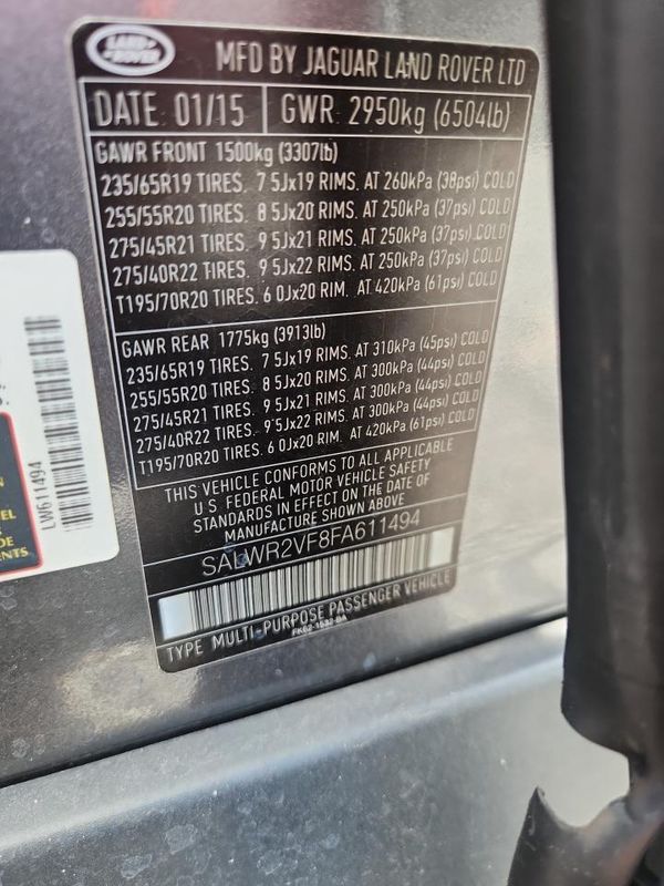 2015 LAND ROVER RANGEROVER HSE — VINS