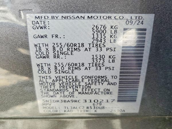 2024 NISSAN PATHFINDER SV — VINS
