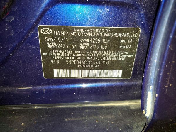 2012 HYUNDAI SONATA Middle-low level
