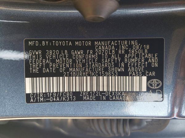 2019 TOYOTA COROLLA