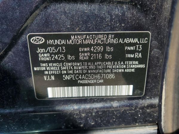 2013 HYUNDAI SONATA