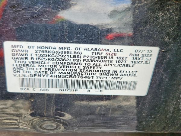 2012 HONDA PILOT TOURING
