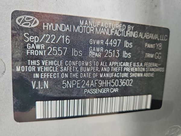 2017 HYUNDAI SONATA SE, Eco