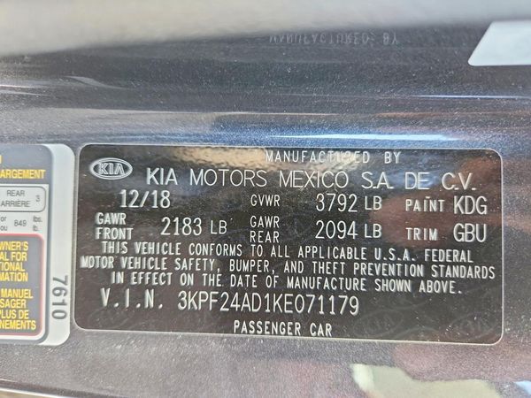 2019 KIA FORTE
