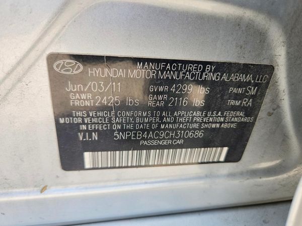 2012 HYUNDAI SONATA