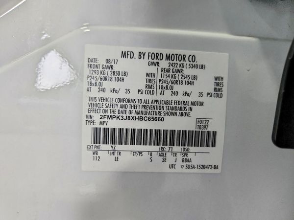 2017 FORD EDGE SEL — VINS