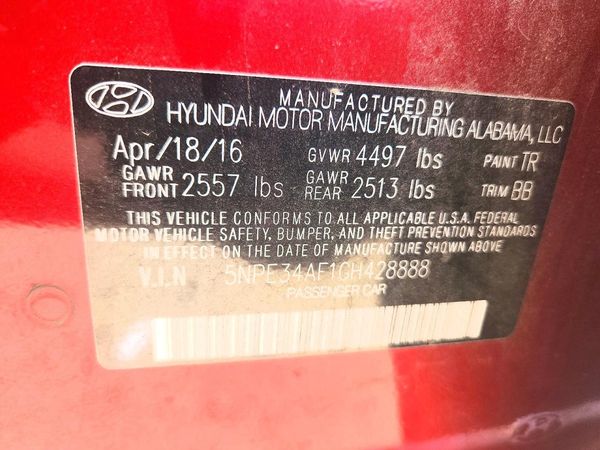 2016 HYUNDAI SONATA