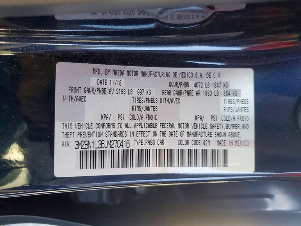 2018 MAZDA 3 Touring
