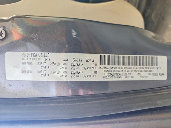2019 DODGE GRAND CARAVAN SXT — VINS