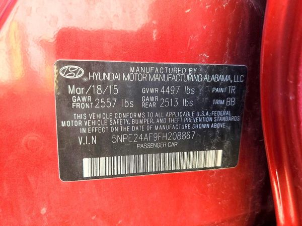 2015 HYUNDAI SONATA SE, ECO — VINS