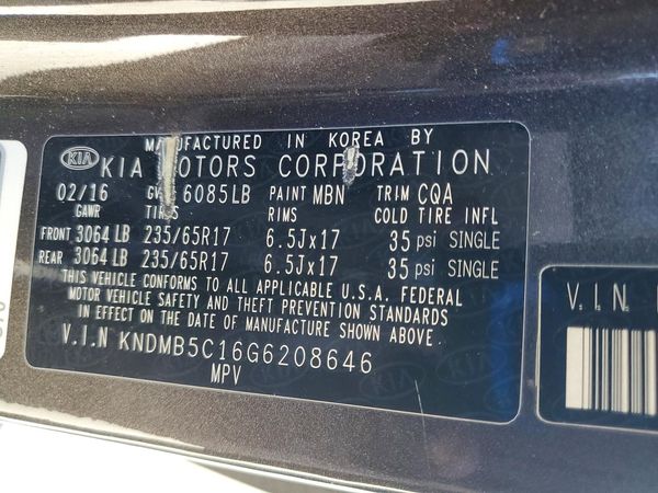 2016 KIA SEDONA LX - Middle-low