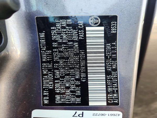 2017 TOYOTA CAMRY LE/SE/XLE/XSE