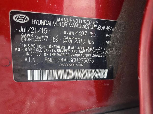 2016 HYUNDAI SONATA