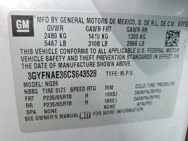 2012 CADILLAC SRX
