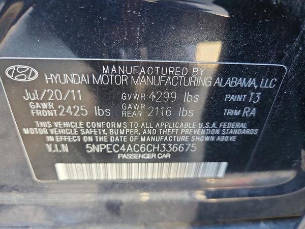 2012 HYUNDAI SONATA Middle level