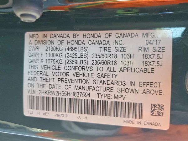 2017 HONDA CRV EX — VINS