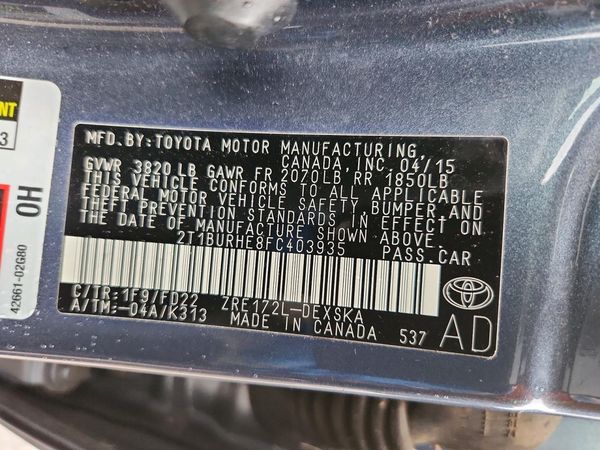 2015 TOYOTA COROLLA L/LE