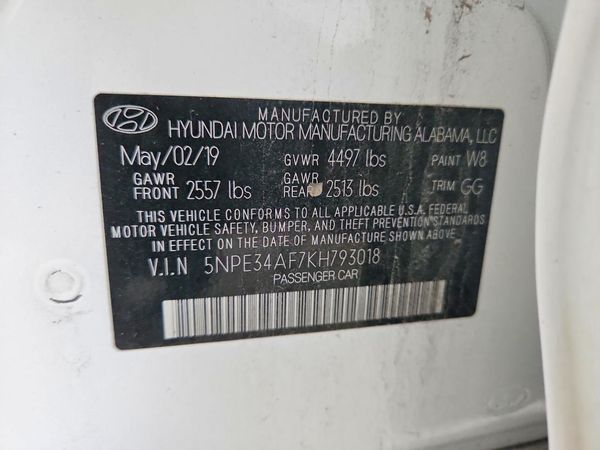 2019 HYUNDAI SONATA