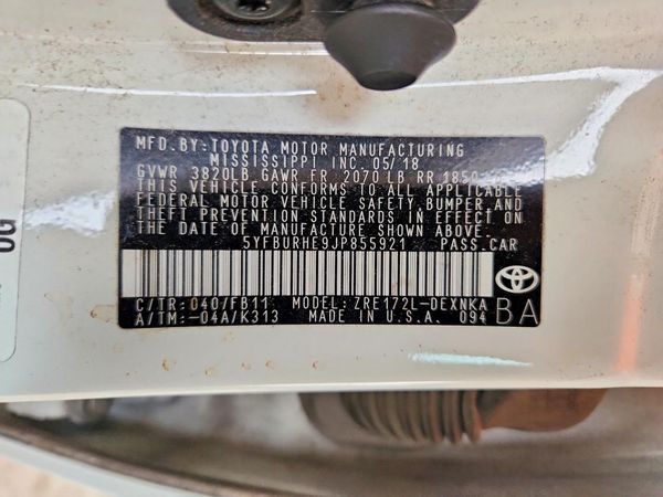 2018 TOYOTA COROLLA L/LE/SE/XLE/XSE