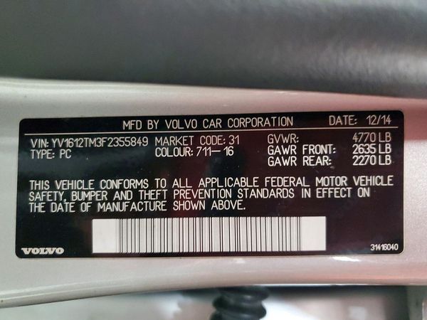 2015 VOLVO S60 Platinum (non R design) — VINS