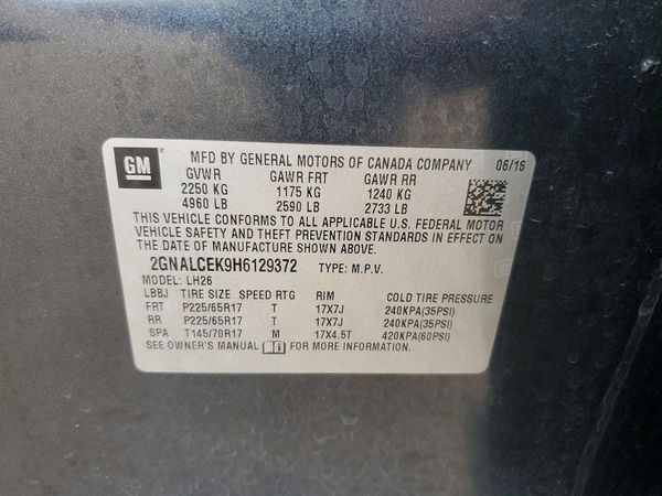 2017 CHEVROLET EQUINOX LT / FL