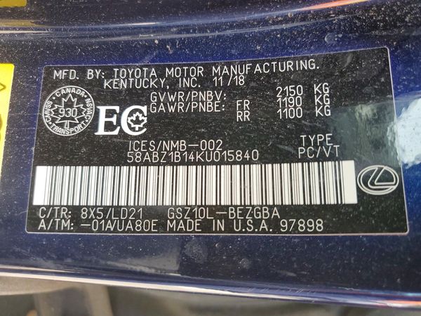 2019 LEXUS ES