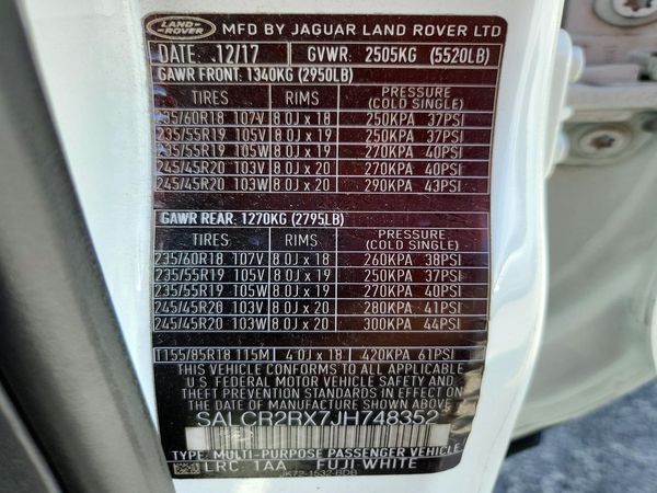 2018 LAND ROVER DISCOVERY SPORT HSE — VINS