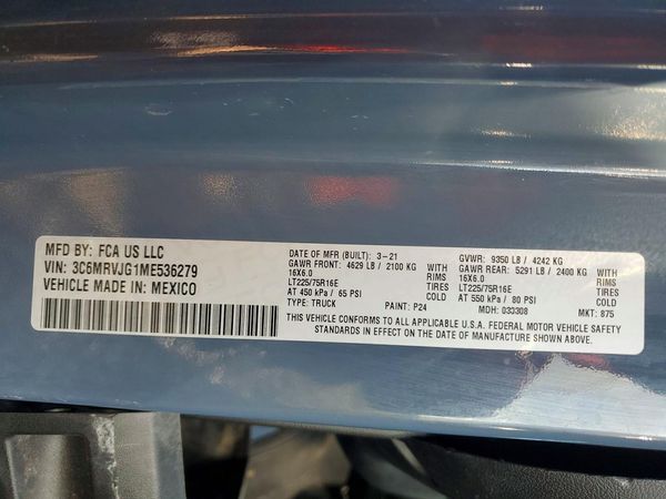 2021 RAM PROMASTER 3500 — VINS