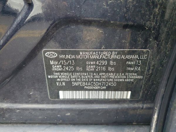 2013 HYUNDAI SONATA