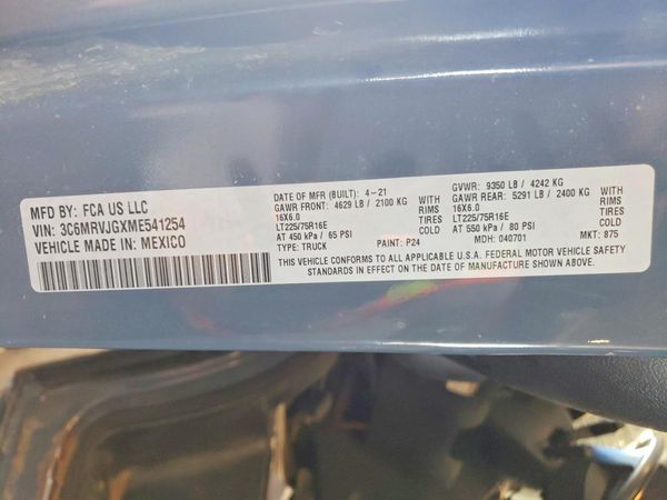2021 RAM PROMASTER 3500 — VINS