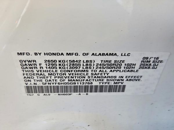 2016 HONDA PILOT Elite