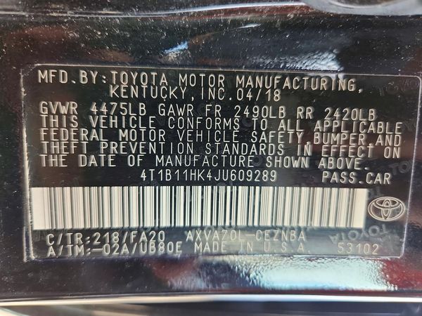 2018 TOYOTA CAMRY L/LE/SE/XLE