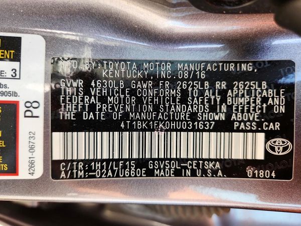 2017 TOYOTA CAMRY XLE/XSE