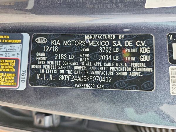 2019 KIA FORTE FE/LX/LXS