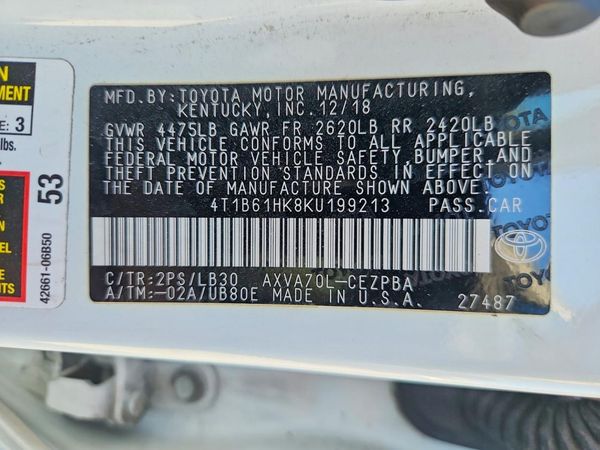 2019 TOYOTA CAMRY XSE
