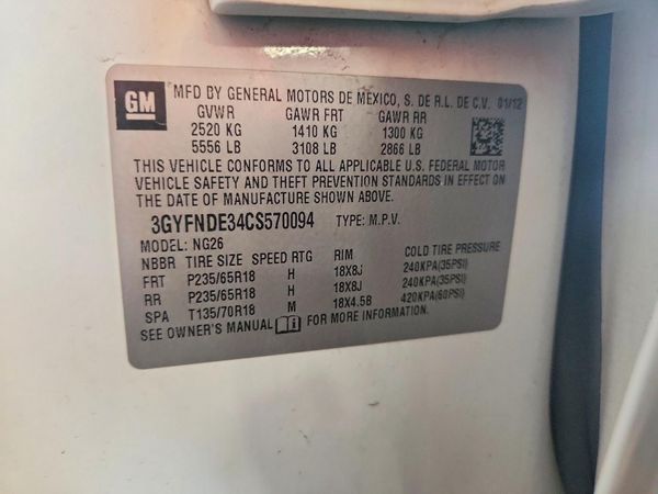2012 CADILLAC SRX
