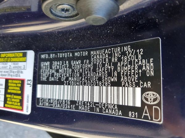 2013 TOYOTA COROLLA
