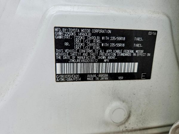 2016 TOYOTA RAV4 Limited (G Grade)