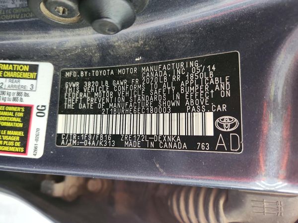 2014 TOYOTA COROLLA L/LE